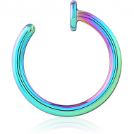 RAINBOW PVD COATED SURGICAL STEEL OPEN NOSE RING PIERCING