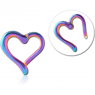 RAINBOW PVD COATED SURGICAL STEEL HINGED CLICKER - HEART PIERCING