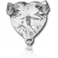 SURGICAL STEEL ATTACHMENT FOR BALL CLOSURE RING - HEART PIERCING