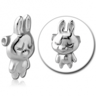 SURGICAL STEEL ATTACHMENT FOR BALL CLOSURE RING - TEDDY RABBIT