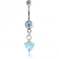 SURGICAL STEEL DOUBLE SWAROVSKI CRYSTAL JEWELLED MINI NAVEL BANANA WITH HOOP PIERCING