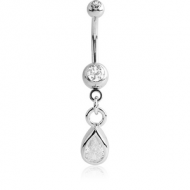 SURGICAL STEEL DOUBLE SWAROVSKI CRYSTAL JEWELLED MINI NAVEL BANANA WITH HOOP