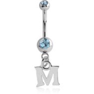 SURGICAL STEEL DOUBLE SWAROVSKI CRYSTAL JEWELLED MINI NAVEL BANANA WITH HOOP PIERCING