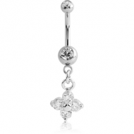 SURGICAL STEEL DOUBLE SWAROVSKI CRYSTAL JEWELLED MINI NAVEL BANANA WITH HOOP PIERCING