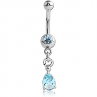 SURGICAL STEEL DOUBLE SWAROVSKI CRYSTAL JEWELLED MINI NAVEL BANANA WITH HOOP PIERCING