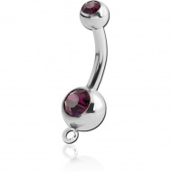 SURGICAL STEEL DOUBLE VALUE CRYSTAL JEWELLED MINI NAVEL BANANA WITH HOOP PIERCING