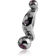 SURGICAL STEEL INTIMATE SHIELD AND DOUBLE JEWELLED MINI NAVEL BANANA