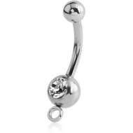 SURGICAL STEEL SWAROVSKI CRYSTAL JEWELLED MINI NAVEL BANANA WITH HOOP PIERCING