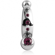 SURGICAL STEEL INTIMATE SHIELD AND JEWELLED MINI NAVEL BANANA PIERCING