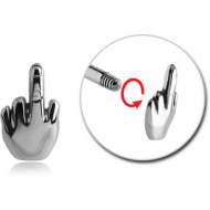 SURGICAL STEEL ATTACHMENT FOR 1.6 MM THREADED PIN - MIDDLE FINGER PIERCING