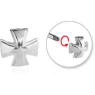 SURGICAL STEEL ATTACHMENT FOR 1.6 MM THREADED PIN - IRON CROSS PIERCING