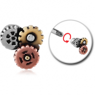 SURGICAL STEEL THREADED STEAMPUNK ATTACHMENT WITH BRASS AND COPPER PARTS PIERCING