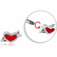 SURGICAL STEEL ATTACHMENT FOR 1.6 MM THREADED PINS - HEART WITH ARROW PIERCING