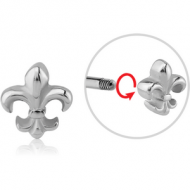 SURGICAL STEEL ATTACHMENT FOR 1.6 MM THREADED PIN - FLEUR DE LIS PIERCING