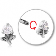 SURGICAL STEEL JEWELLED ATTACHMENT FOR 1.6 MM THREADED PINS - FLOWER PIERCING