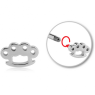 SURGICAL STEEL ATTACHMENT FOR 1.6 MM THREADED PINS - BRASS KNUCKLES PIERCING