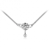 SURGICAL STEEL JEWJELED BELLY CHAIN NAVEL BANANA - MULTI FLOWERS PIERCING