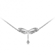 SURGICAL STEEL JEWJELED BELLY CHAIN NAVEL BANANA - BUTTERFLY PIERCING