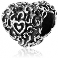 SURGICAL STEEL BEAD 5.0 - 5.2 MM HOLE - HEART FANCY