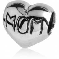 SURGICAL STEEL BEAD 5.0 - 5.2 MM HOLE - HEART MOM