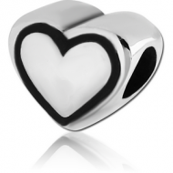 SURGICAL STEEL BEAD 4MM HOLE - HEART