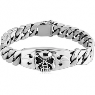 SURGICAL STEEL BRACELET WITH PLATE - SKULL AND FLAMES