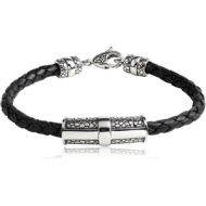 SURGICAL STEEL BRACELET LEATHER