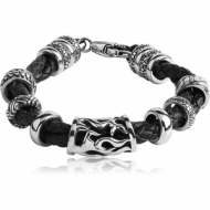 SURGICAL STEEL BRACELET LEATHER