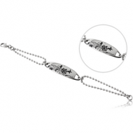 SURGICAL STEEL BRACELET WITH PLATE - FLOWERS