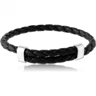 SURGICAL STEEL BRACELET WITH LEATHER