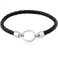 SURGICAL STEEL BRACELET WITH LEATHER