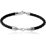 SURGICAL STEEL BRACELET WITH LEATHER