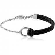 SURGICAL STEEL BRACELET WITH LEATHER