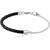SURGICAL STEEL BRACELET WITH LEATHER