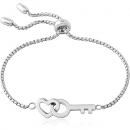 SURGICAL STEEL BRACELET - HEART AND KEY