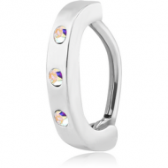 SURGICAL STEEL JEWELLED BELLY CLICKER - TRIPLE GEM PIERCING