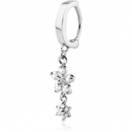 SURGICAL STEEL BELLY CLICKER WITH JEWELLED DANGLING CHARM PIERCING