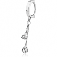 SURGICAL STEEL BELLY CLICKER WITH JEWELLED DANGLING CHARM PIERCING