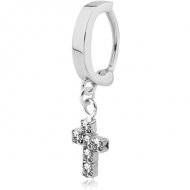 SURGICAL STEEL BELLY CLICKER WITH JEWELLED DANGLING CHARM PIERCING