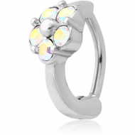 SURGICAL STEEL JEWELLED BELLY CLICKER - FLOWER PIERCING