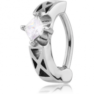 SURGICAL STEEL JEWELLED BELLY CLICKER - RHOMBUS PIERCING