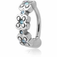 SURGICAL STEEL JEWELLED BELLY CLICKER - FLOWERS PIERCING
