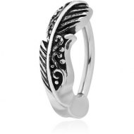 SURGICAL STEEL BELLY CLICKER - FANCY FEATHER PIERCING