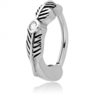 SURGICAL STEEL JEWELLED BELLY CLICKER - FANCY FEATHER PIERCING