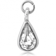 SURGICAL STEEL JEWELLED CHARM - PEAR