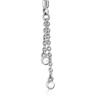 SURGICAL STEEL JEWELLED SCREW ON CHARM WITH MICRO THREADED CUP