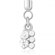 SURGICAL STEEL JEWELLED SCREW ON CHARM WITH MICRO THREADED CUP