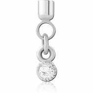 SURGICAL STEEL JEWELLED SCREW ON CHARM WITH MICRO THREADED CUP