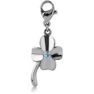 SURGICAL STEEL JEWELLED CHARM WITH LOBSTER LOCKER - SHAMROCK