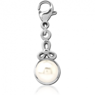 SURGICAL STEEL CHARM WITH LOBSTER LOCKER SYNTETIC PEARL